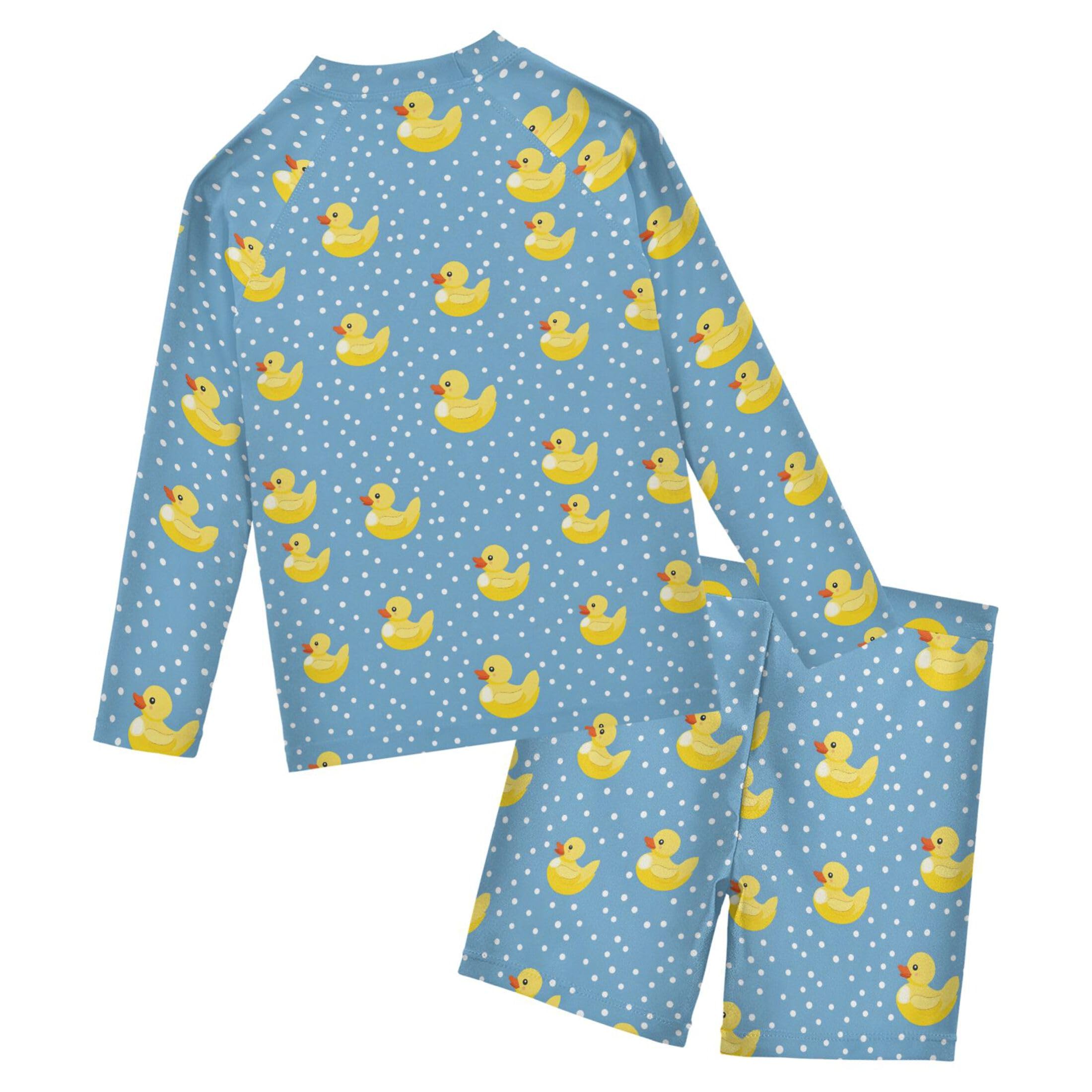 Little Yellow Duck Cute Toddler and Baby Boys' 2-Piece Swimsuit Trunk, Long Sleeve Rashguard Bathing Suit B0403598