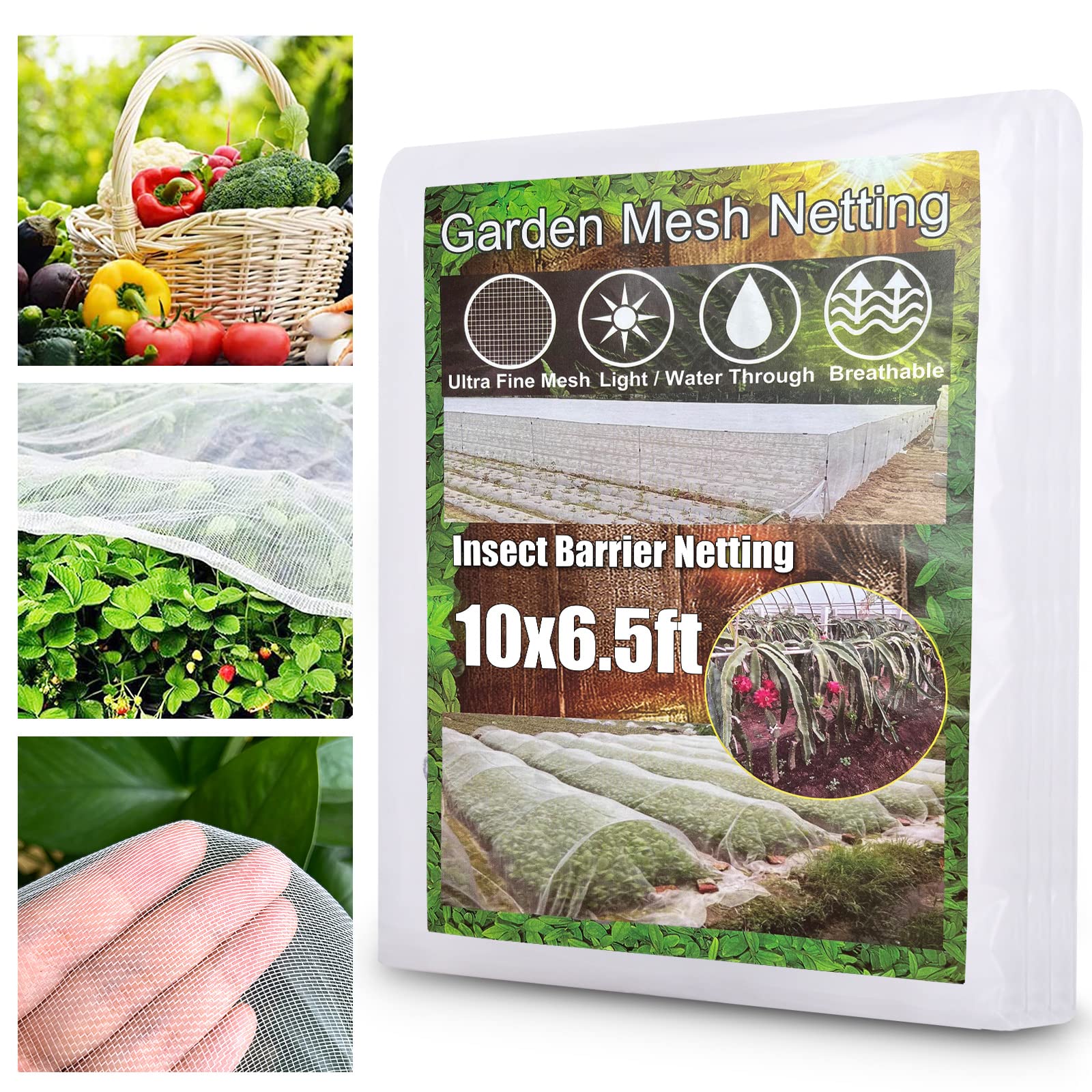 Garden Netting Pest Barrier Mosquito Netting Plant Cover 10x6.5FT Ultra Fine Garden Mesh Netting Protection Net, Vegetable Row Cover Shrubs Fruits Tree Flowers Crops Raised Bed Screen Insect Bug Mesh