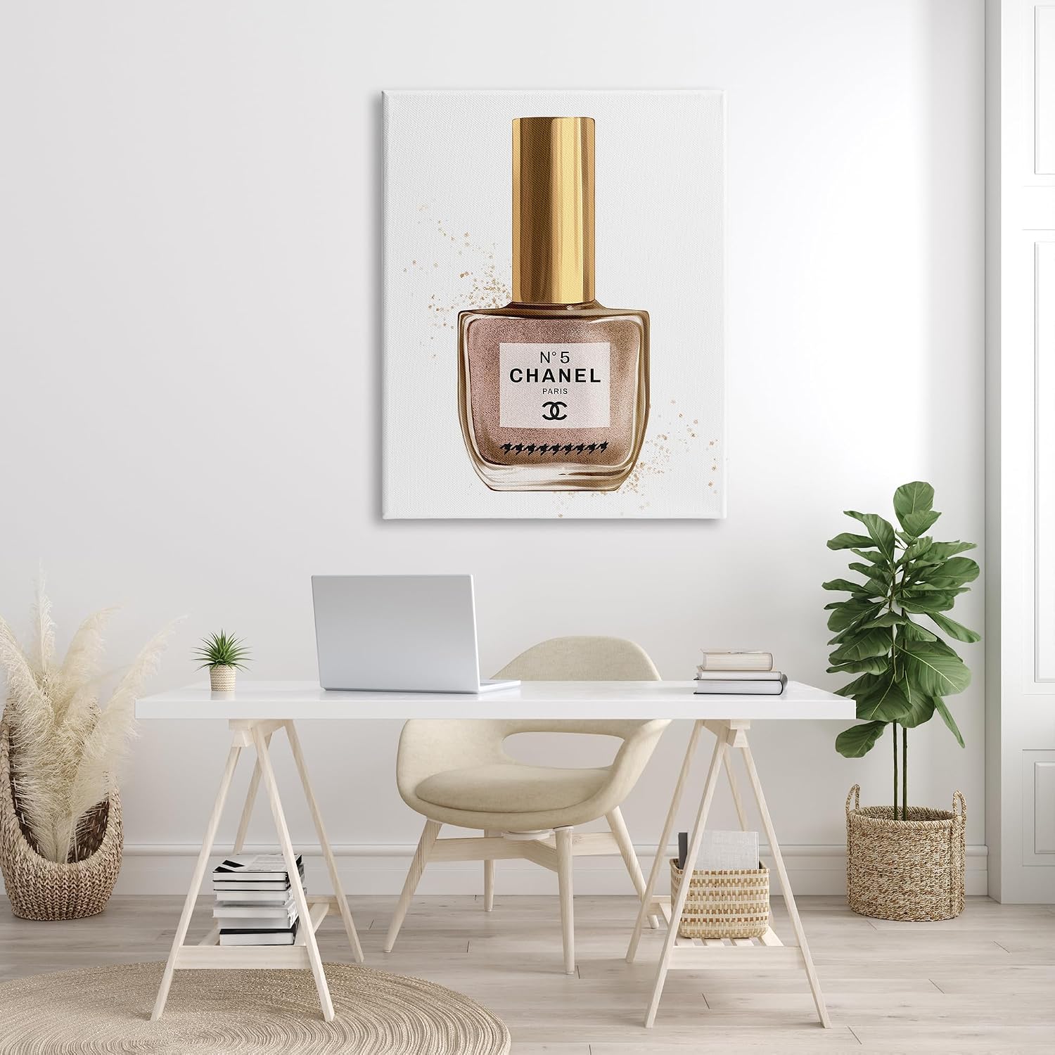 Stupell Industries 'Makeup Nail Polish Brown Gold Fashion Design', Canvas Art, 36 x 48 Inches, Easy to Hang and Sturdy, Made in USA, by Ziwei Li