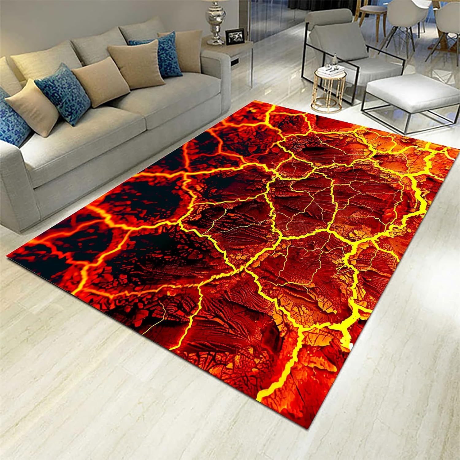Tapis de salon antidérapant en flanelle douce texture 3D
