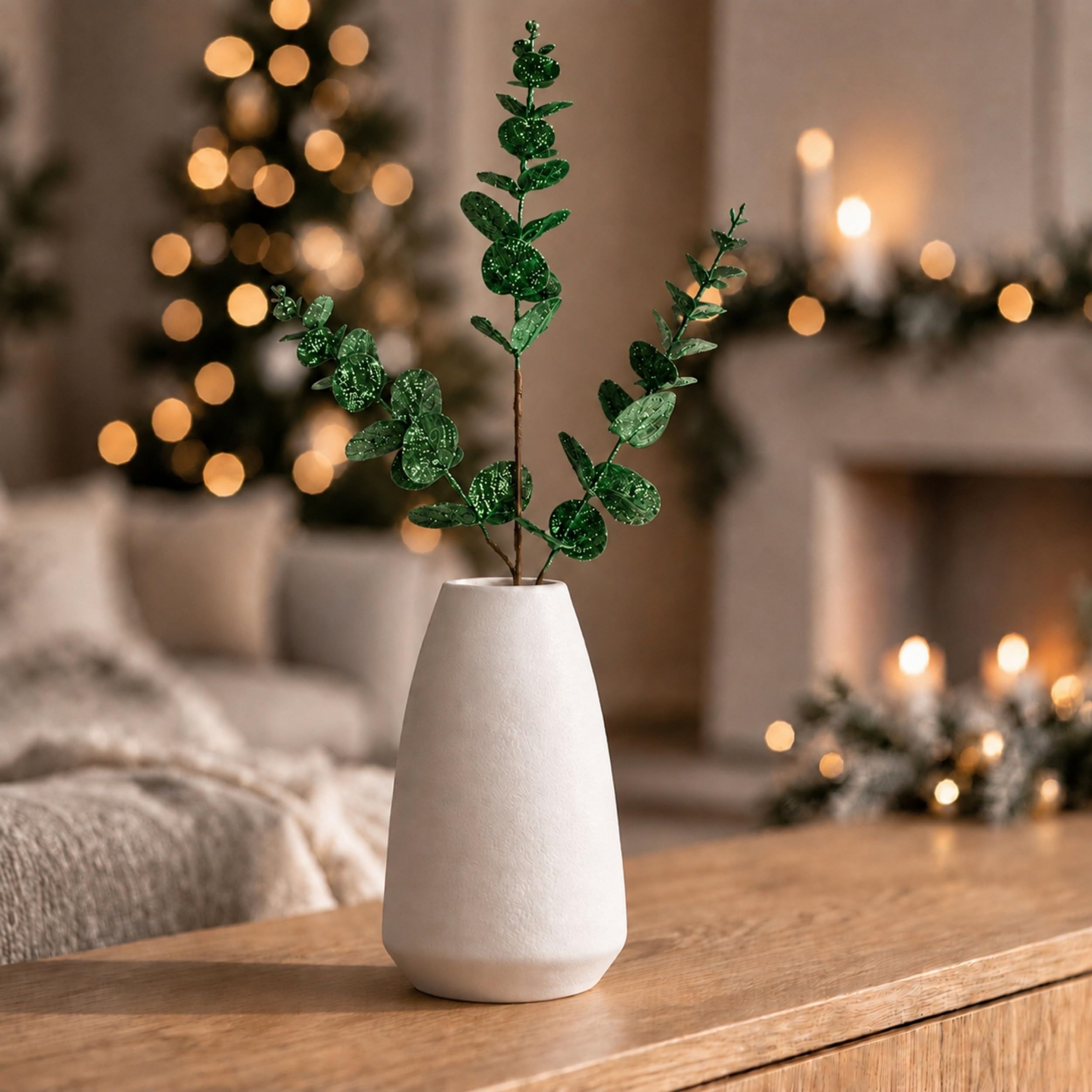 Lot de 12 tiges d'eucalyptus artificielles pour Sapin de Noël, 55 cm, Vert