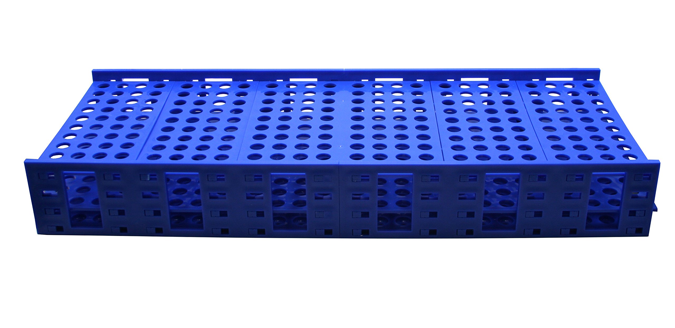 Heathrow Scientific HD120113 Double Mega - Gradilla para tubos de ensayo (polipropileno, longitud x anchura x altura: 673 x 230 x 80mm, capacidad: 432 tubos), color azul
