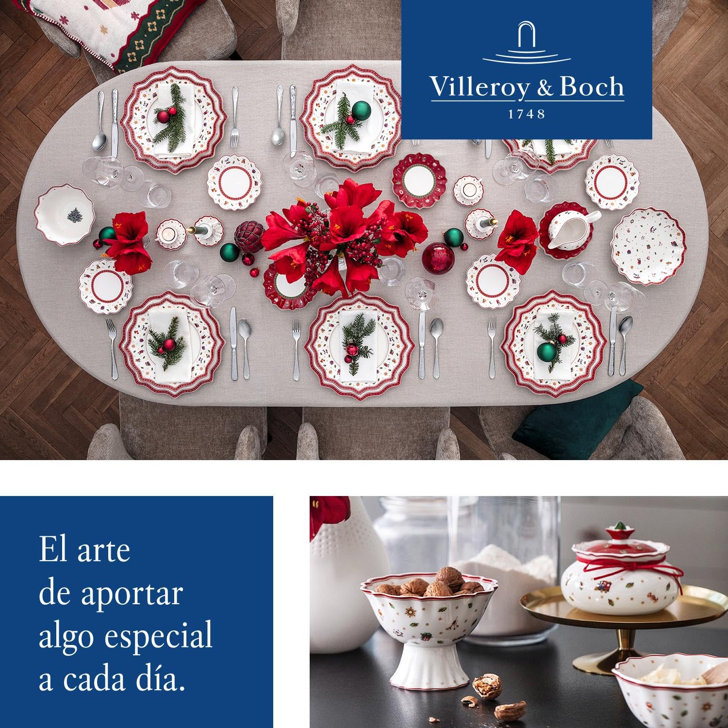 Villeroy & Boch 1485857281 Toy's Delight Breakfast for Two Servicio de desayuno para 2 personas, Porcelana Premium, Rojo, Juego de 6 piezas