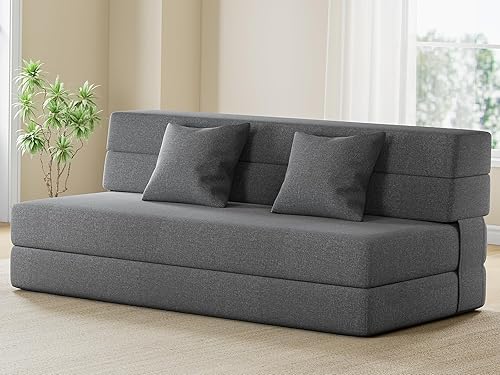 IULULU Sofá futón, sofá cama de piel sintética, moderna cama convertible con reposabrazos ajustables para estudio, apartamento, oficina, espacio