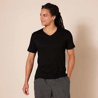 Amazon Essentials Men's V-Neck Undershirt, Breathable, Cotton, Pack of 6