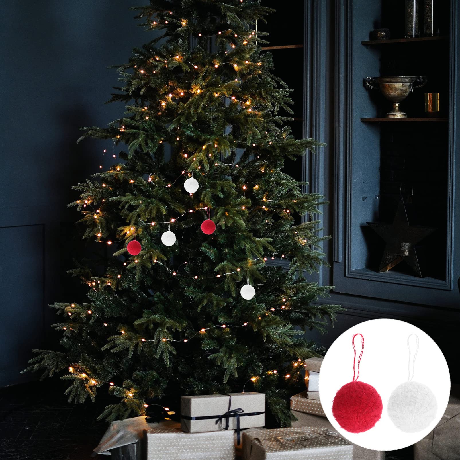 PRETYZOOM 7 Juegos Bola De Estambre Manualidades Navideñas Christmas Tree Christmas Xmas Tree Adornos Luces De Fiesta Adorno De Árbol De Navidad Adorno Colgante Hilo Rojo 10 Uds * 7