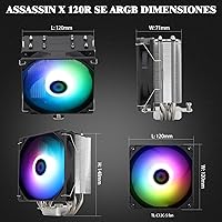 Vista 5 de Thermalright Assassin X 120R SE ARGB Enfriador de aire de CPU, ventilador ARGB de 4.724 in con 1550 RPM, 25.6 DBa, para AM4/AM5, Intel