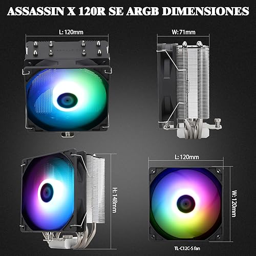 Miniatura 5 de Thermalright Assassin X 120R SE ARGB Enfriador de aire de CPU, ventilador PWM de 4.724 in con 1550 RPM, 25.6 DBa, para AM4AM5, Intel