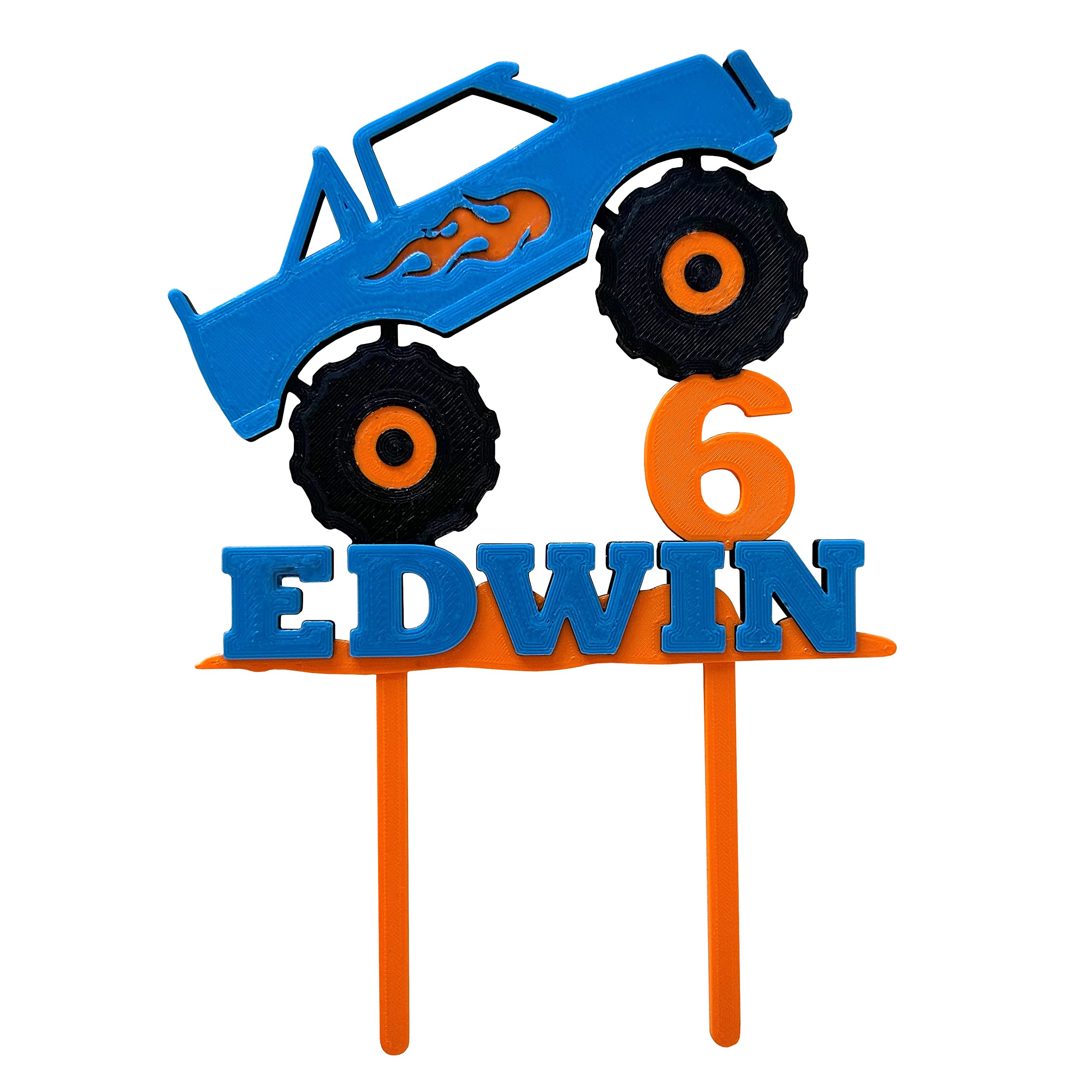 Monster Truck Cake Topper - Personalised - Vehicles - Birthday Cake Topper - Party Supplies - Baking - Big Wheeler