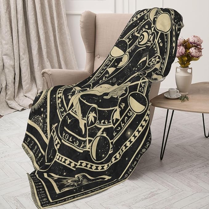 Aquarius Zodiac Blanket, Aquarius Zodiac Gifts for Women Moon Constellation Astrology Decor Witchy Gothic Soft Blanket 60