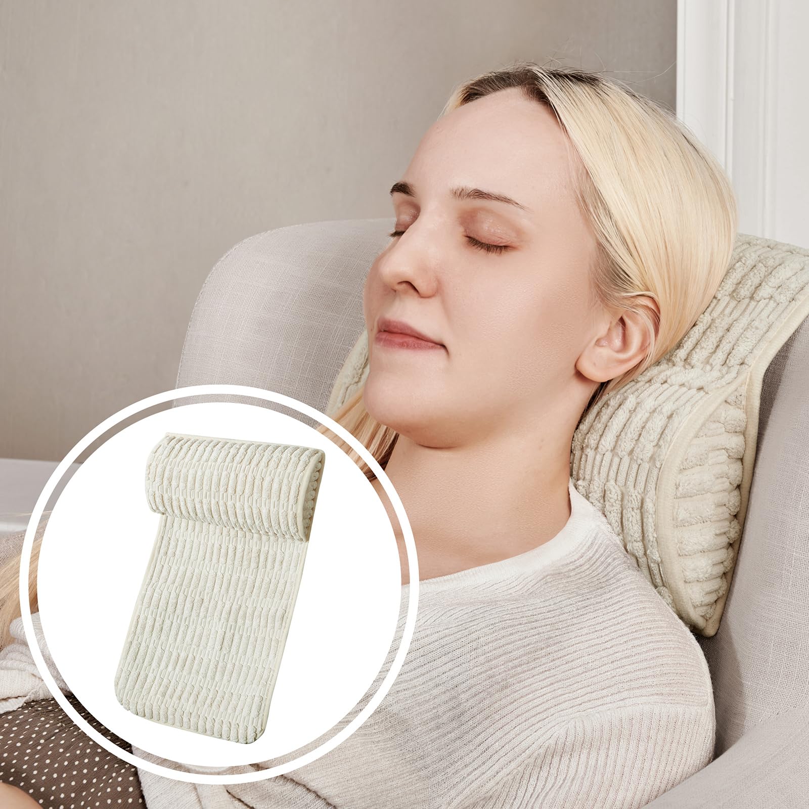 WdFour Headrest Memory Pillow, Support Cushions for Neck, Back or Leg for Sofas, Recliners, Office Chairs, Massage Chairs for Neck Pain Relief and Cervical Support. (Cream, 13" Wx5.5 Hx3 D, 1PC)