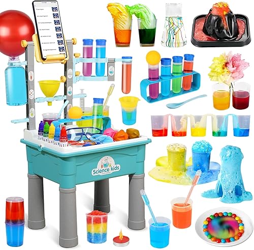 Miniatura 1 de BATURU Kit de ciencia de experimentos de laboratorio para niños con mesa de experimentos y soporte para teléfono, kit de ciencia STEM para niños de