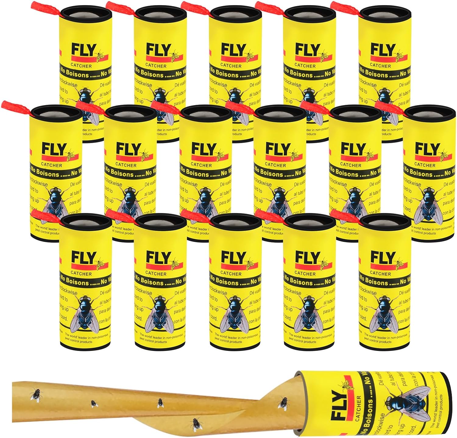 16PCS Fly Paper Strips Fly Catcher Sticky Fly Strips Catcher Indoor Yellow Sticky Fly Traps Fly