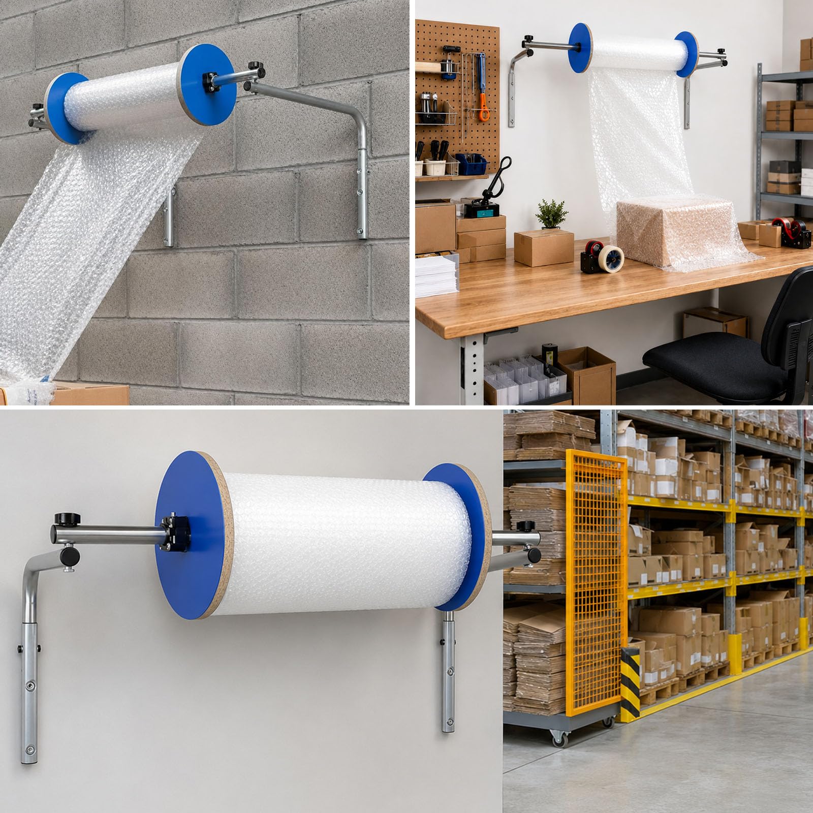 Dispenser Rotolo Pluriball Supporto Appoggio Multifunzione Carta Regalo | Supporto a Parete Regolabile Salvaspazio Mantiene Il Pluriball Stabile Ordinato e Pronto All’Uso(40cm/15.7in)