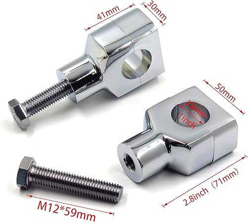 Miniatura 5 de Sujetadores circulares y en cromo para elevar el manubrio, de 1 pulgada para Harley Kawasaki Suzuki Yamaha Honda.