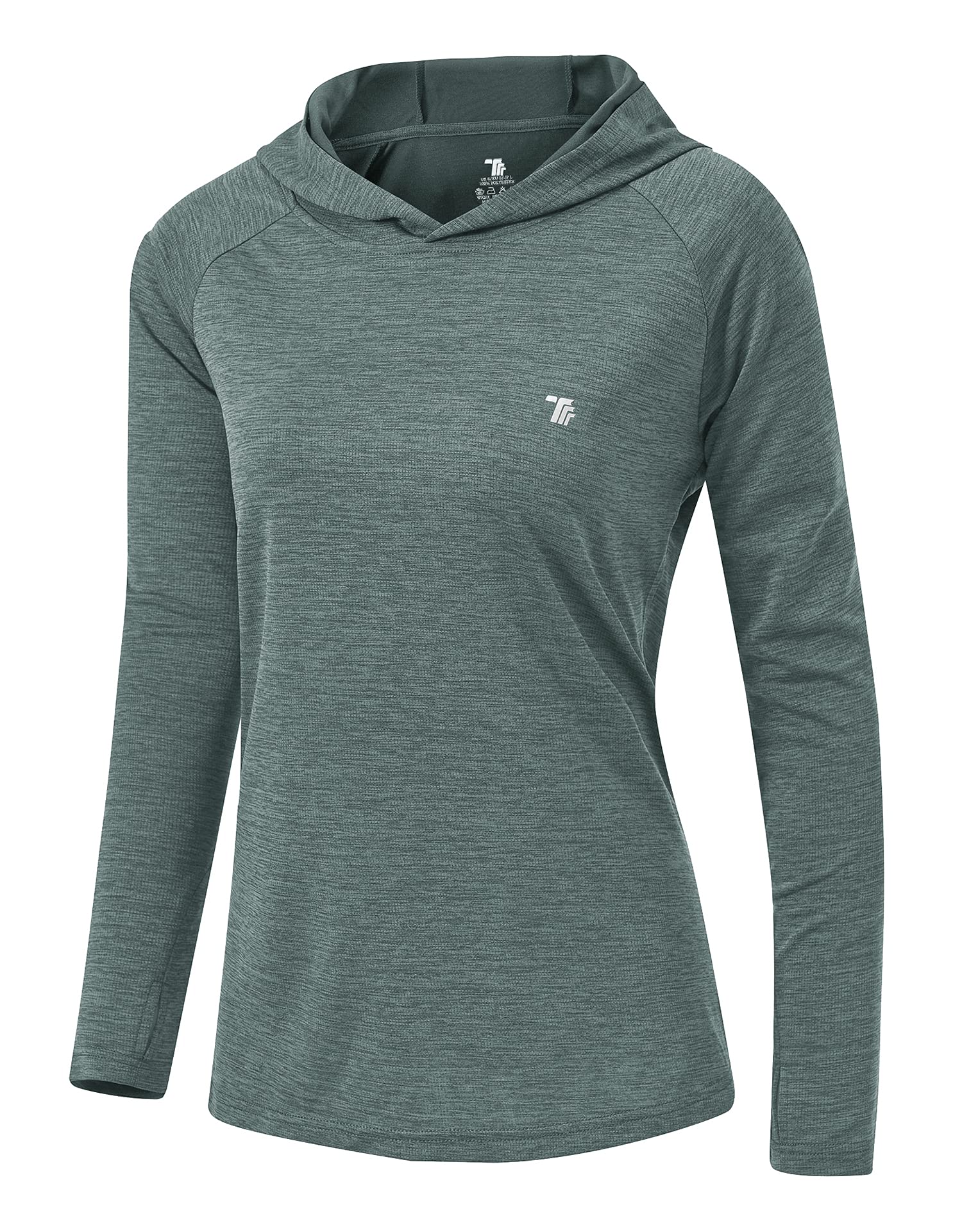 YSENTO Damen Laufshirt Langarm Sportshirt UPF 50+ Schnelltrocknend UV Schutz Hoodie Pullover Wandershirt mit Daumenlöcher