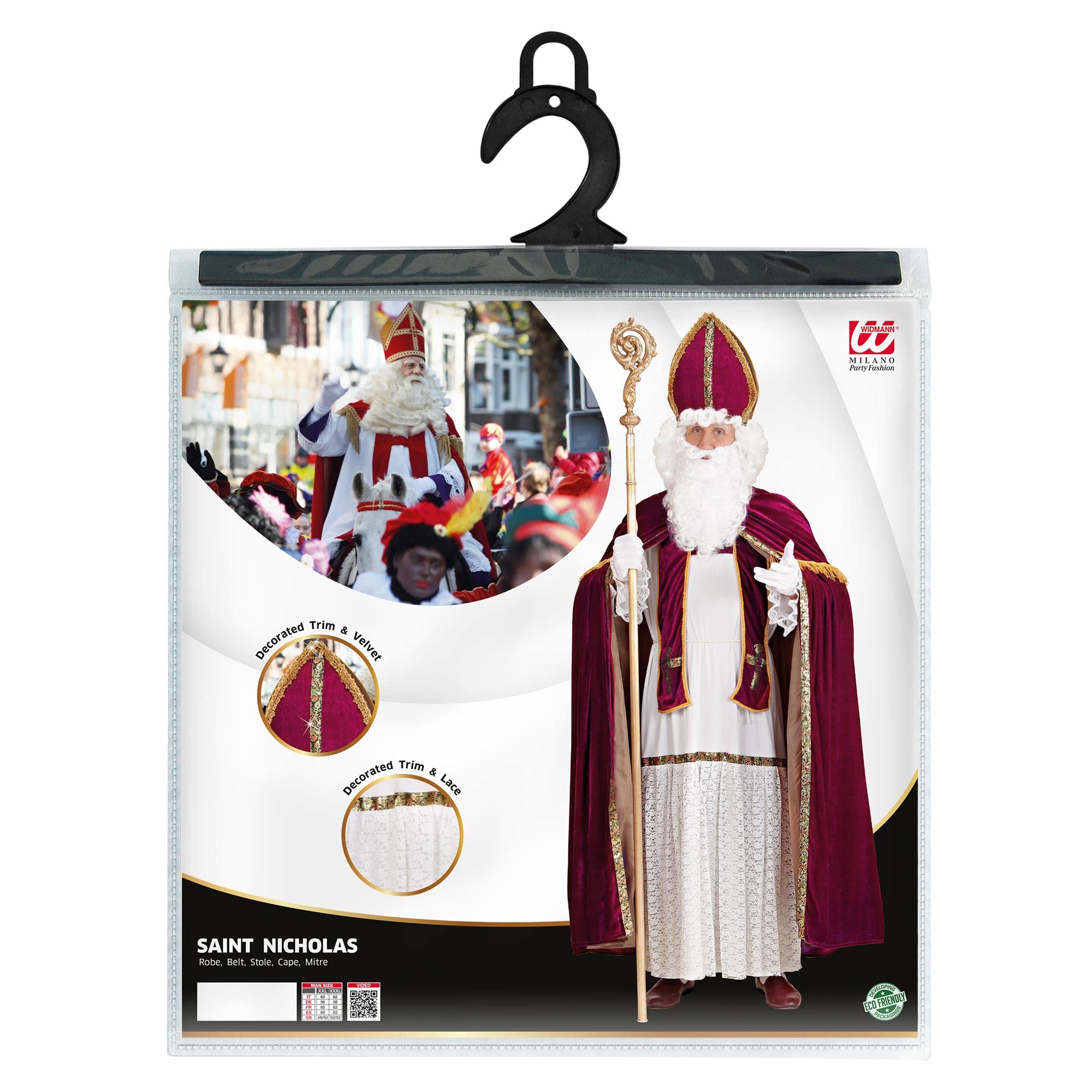 W WIDMANN MILANO Party Fashion - Erzbischof Kostüm Herren | 5-teiliges Set, Bischofs- und Nikolauskostüm für Karneval und Mottoparty