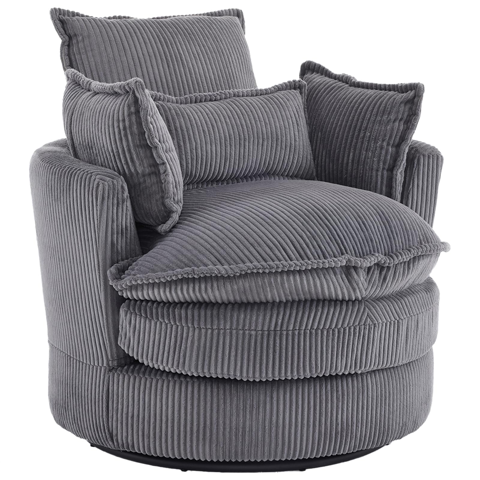 Karl home Swivel Accent Chair, Barrel Cuddle Tub Armchair Single Sofa, Grey