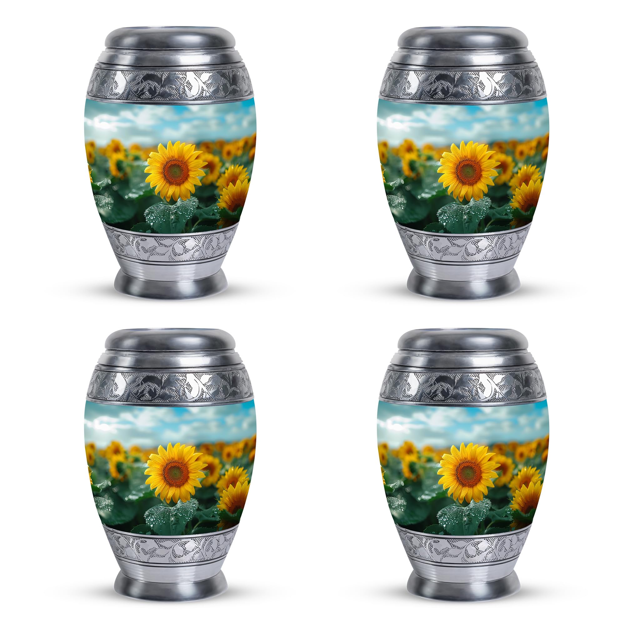 SUBSH Sunny Sunflower Morning - 3 Inch Keepsake Urn for Human Ashes - Pack of 4 - Adult Cremation Urns for Brother & Sister