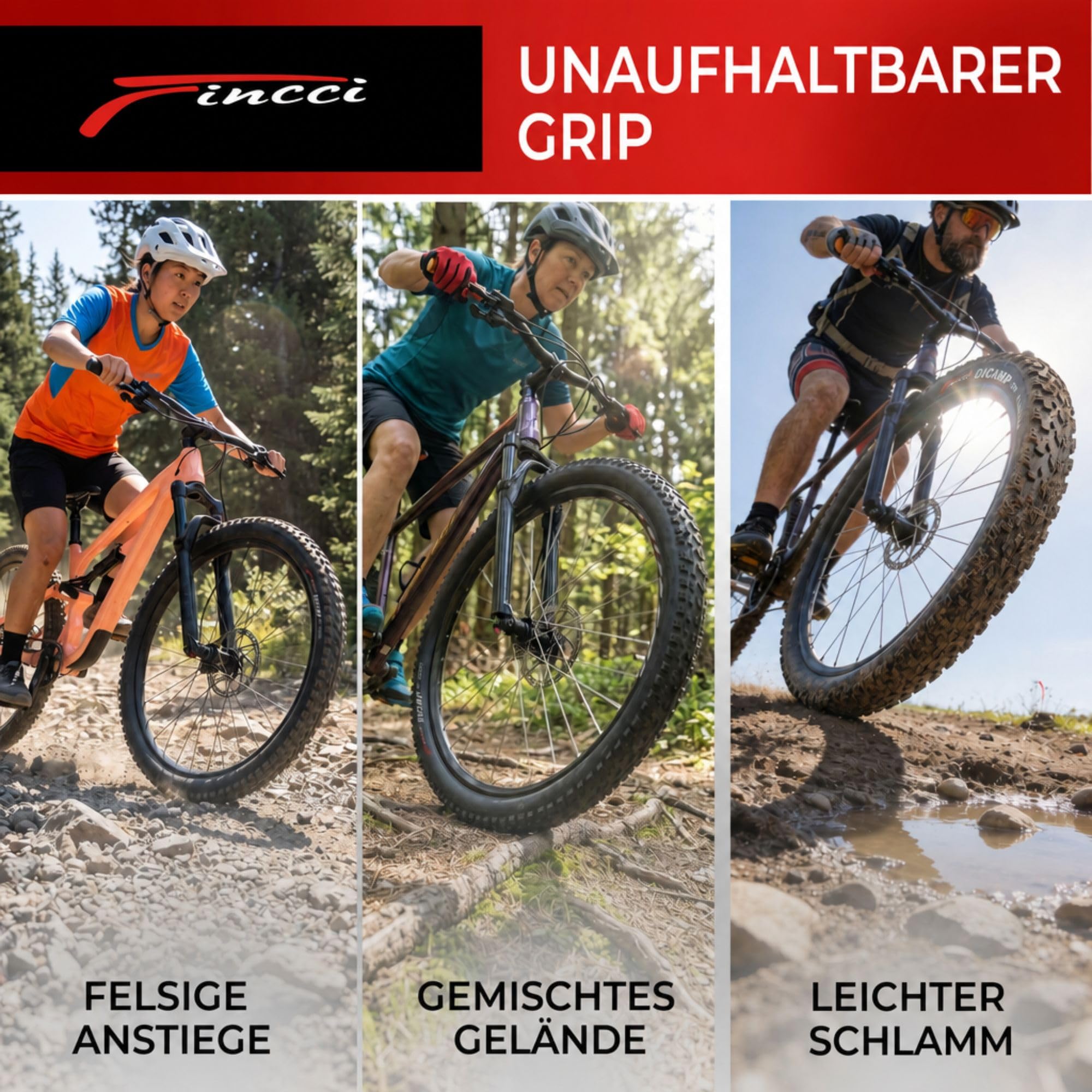 Fincci MTB Reifen 27,5 - Paar FaltReifen 27.5 x 2.10 Zoll - Fahrrad Mantel 54-584 für Rennrad, Mountainbike,E Bike Hybrid Bicycle, 2er Pack für Radfahren Offroad-, Schlamm- und Cross-Country-Strecken