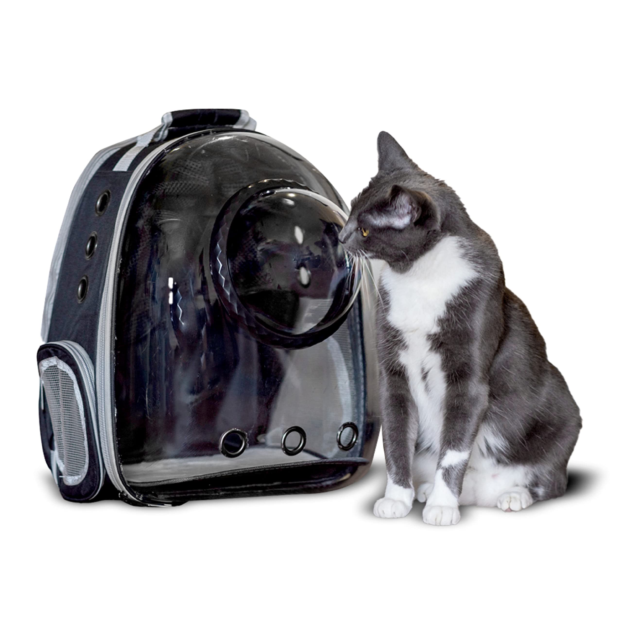 LaLuz2021 Cat Carrier Backpack Pet Bag- Expandable Tent Double Bubble Capsule Backpacks - Plush mat with Bonus Velcro and Built-in Leash Clip