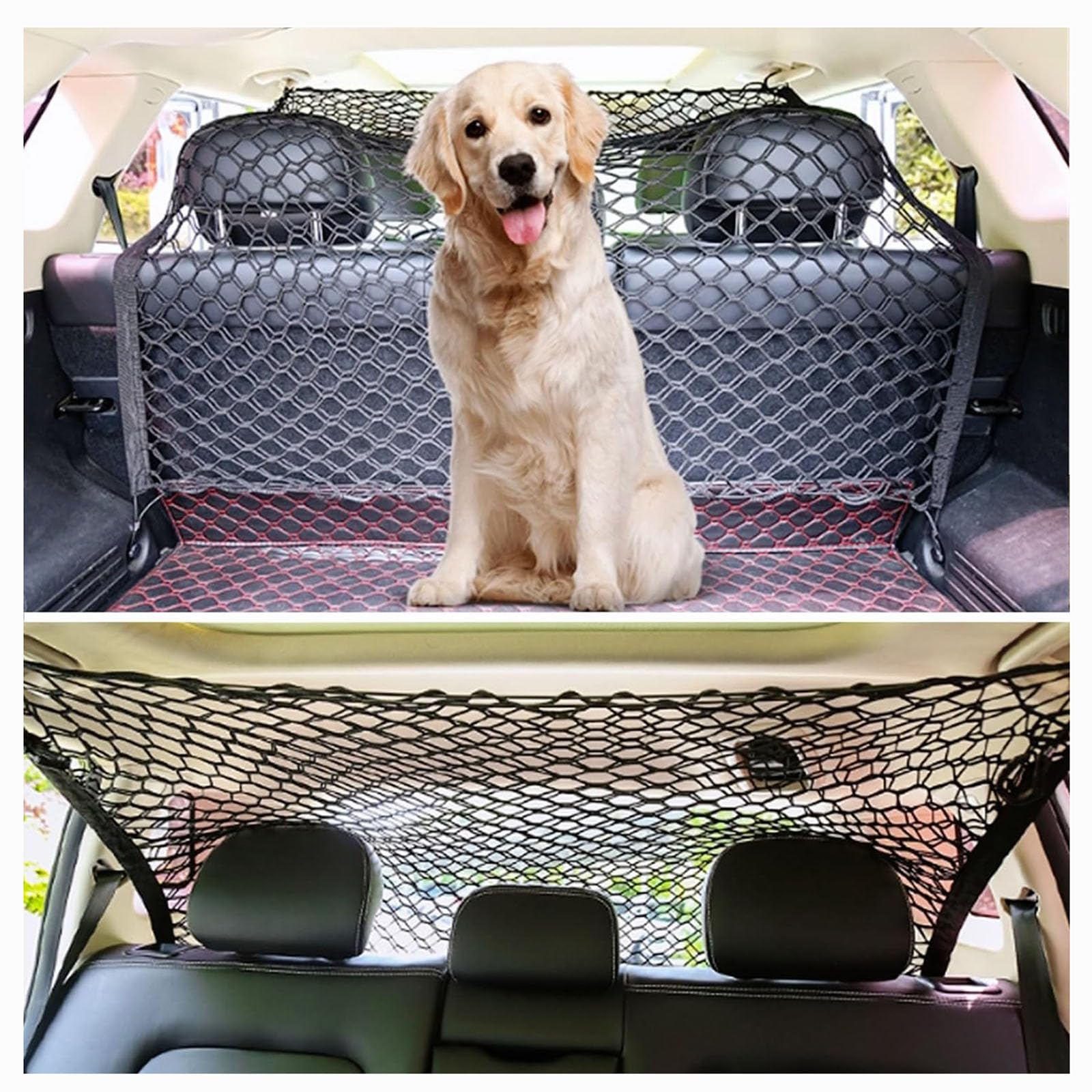 AFQNDHCKP Dog Car Barrier Dog,for Fiat Panda (141 169 319 1980-2025 2026) Guard for Car Pet Barrier Car Boot Dog Net Cargo Net Mesh Vehicle Safety Isolation Net Guard