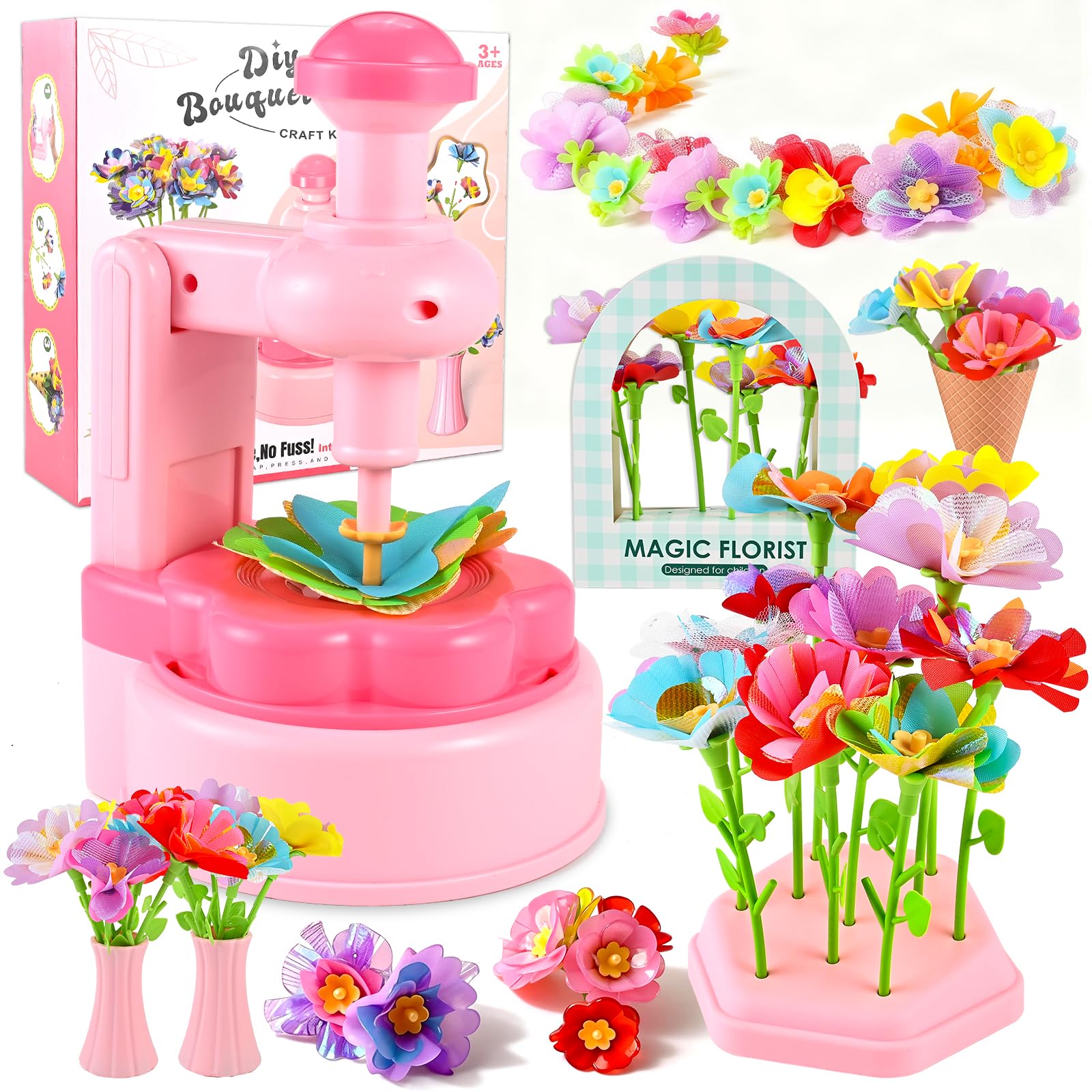 Herboom DIY Blumen Bastelset Kinder, Blumenpresse Bastelset Mädchen 4 5 6 7 8 Jahre Gepresste Blumen zum Basteln, Blumenstrauß Geschenke Kreatives Geschenk für Mädchen ab 4 Jahre