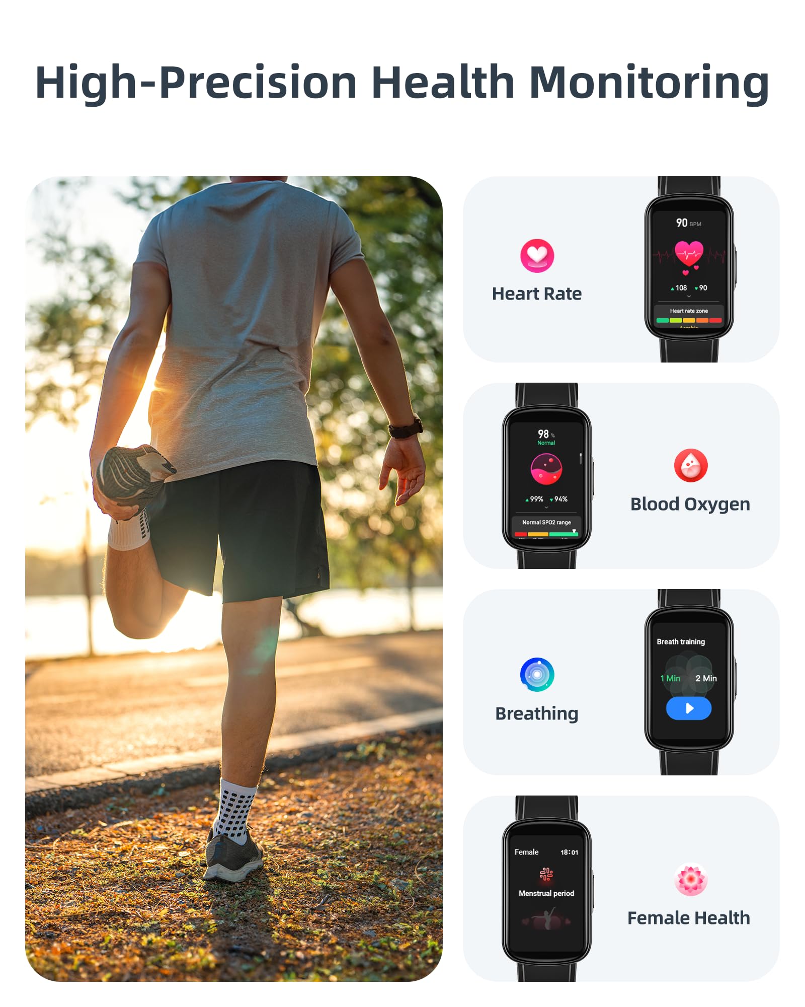 Parsonver Fitness Tracker with Step Counter/Calories/Stopwatch, Health Activity Tracker with Heart Rate Sleep Monitor, IP68 Waterproof Smart Watch 110+ Sport Modes Pedometer Watch for Women Men, Black