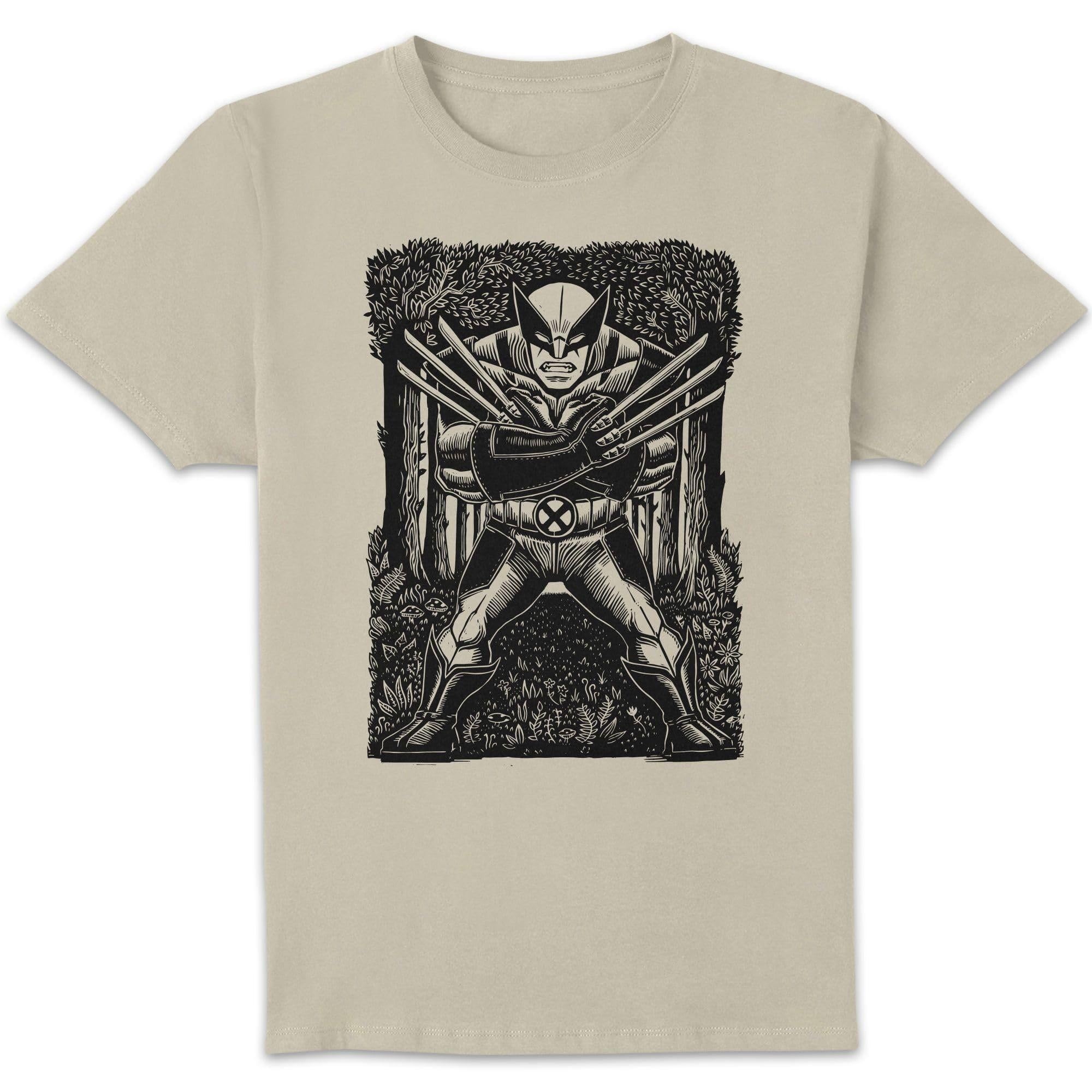 Marvel Unisex Cream Wolverine Line Art T-Shirt Large