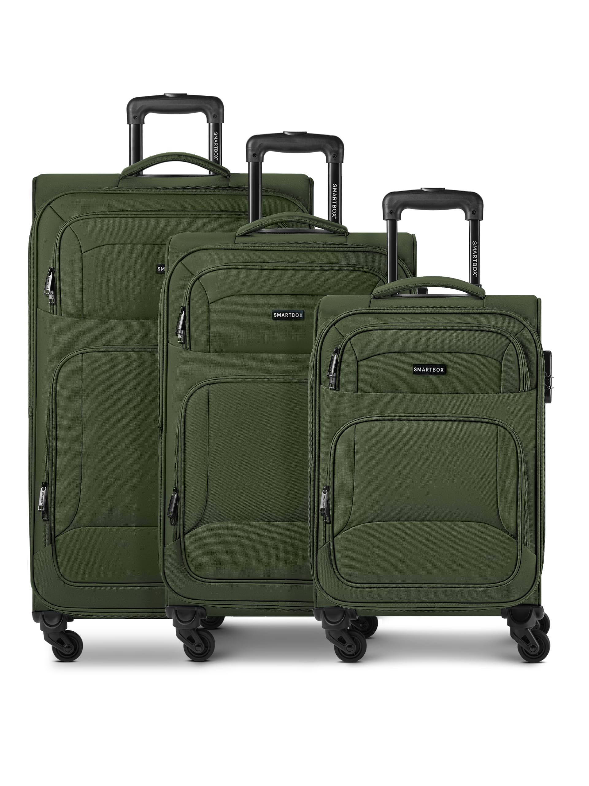 SMARTBOX Weichgepäck Koffer-Set 3-teilig für Damen & Herren | leichte & stabile Reise-Trolleys, hochwertiges Softcase, 4 Rollen & Zahlenschloss |erweiterbar mit Dehnfalten (Edition 04)
