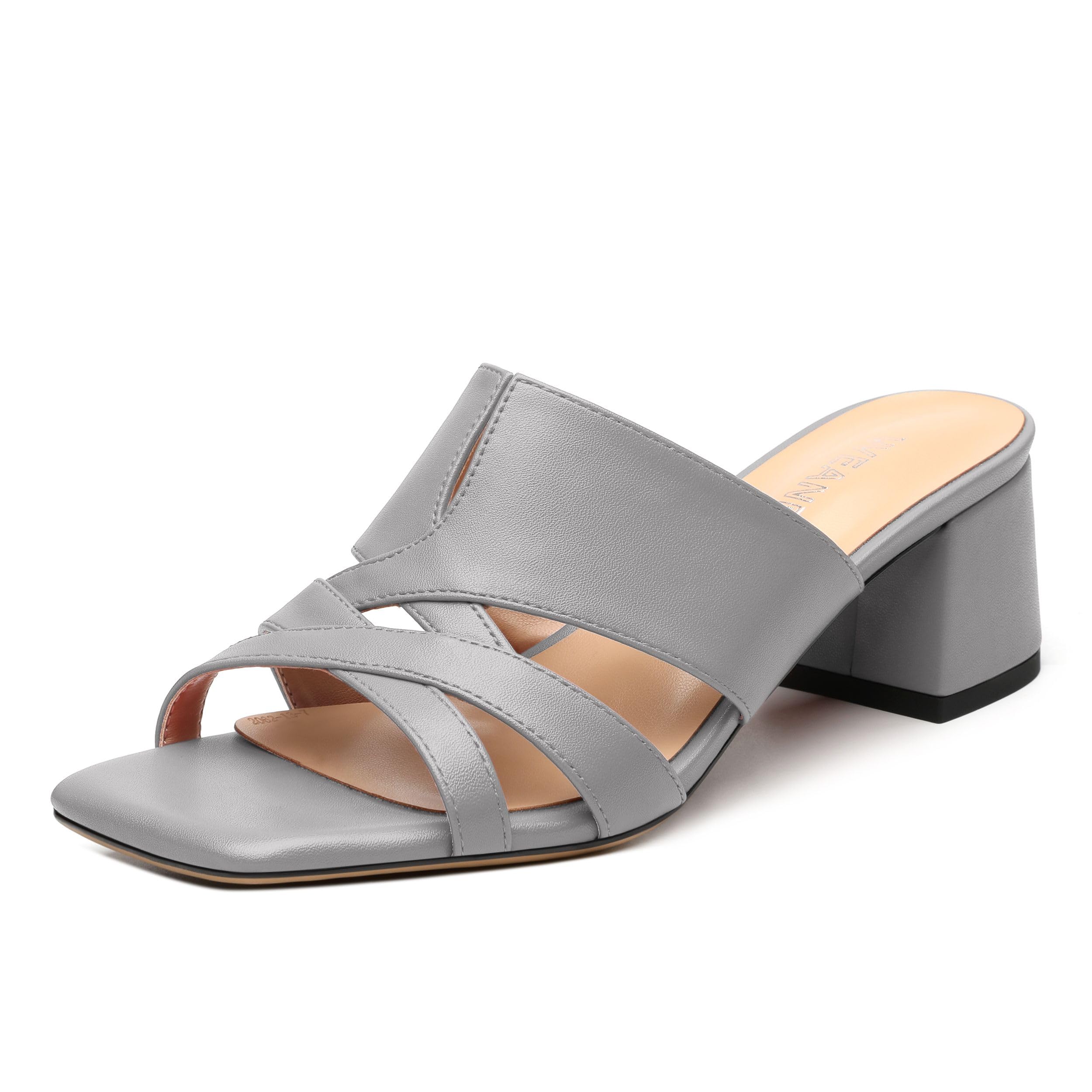 WEANDWEI Women's Square Toe Open Toe Sandals, Chunky Heel One Foot Stirrup Slippers for women, Comfortable and Versatile Summer Sandals