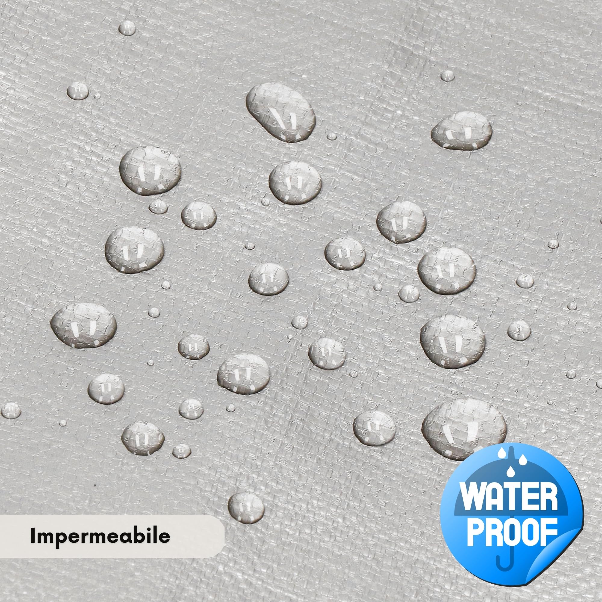 Telo 6x4m 130G Grigio Rinforzato Impermeabile Resistente ai Raggi UV Antigelo Telo di Copertura Telo Protettivo Polietilene per Giardino EDIFICIO Legno Macchine – Springos
