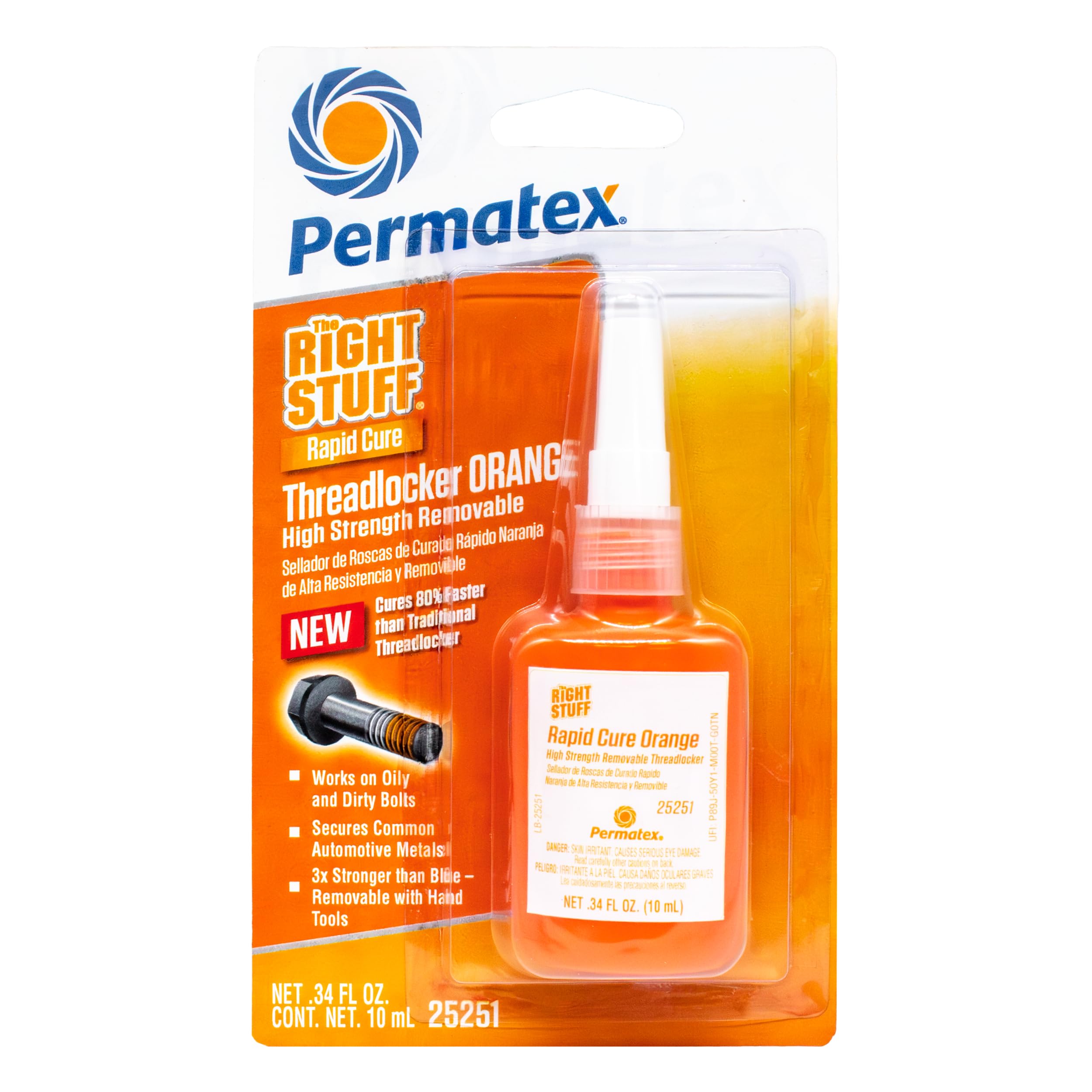 Permatex The Right Stuff Rapid Cure Orange Threadlocker 25251, Works on Oily & Dirty Fasteners, Automotive, Industrial & Hardware Use, Sets in 15m Cures in 4h, 10 ml-picture-24