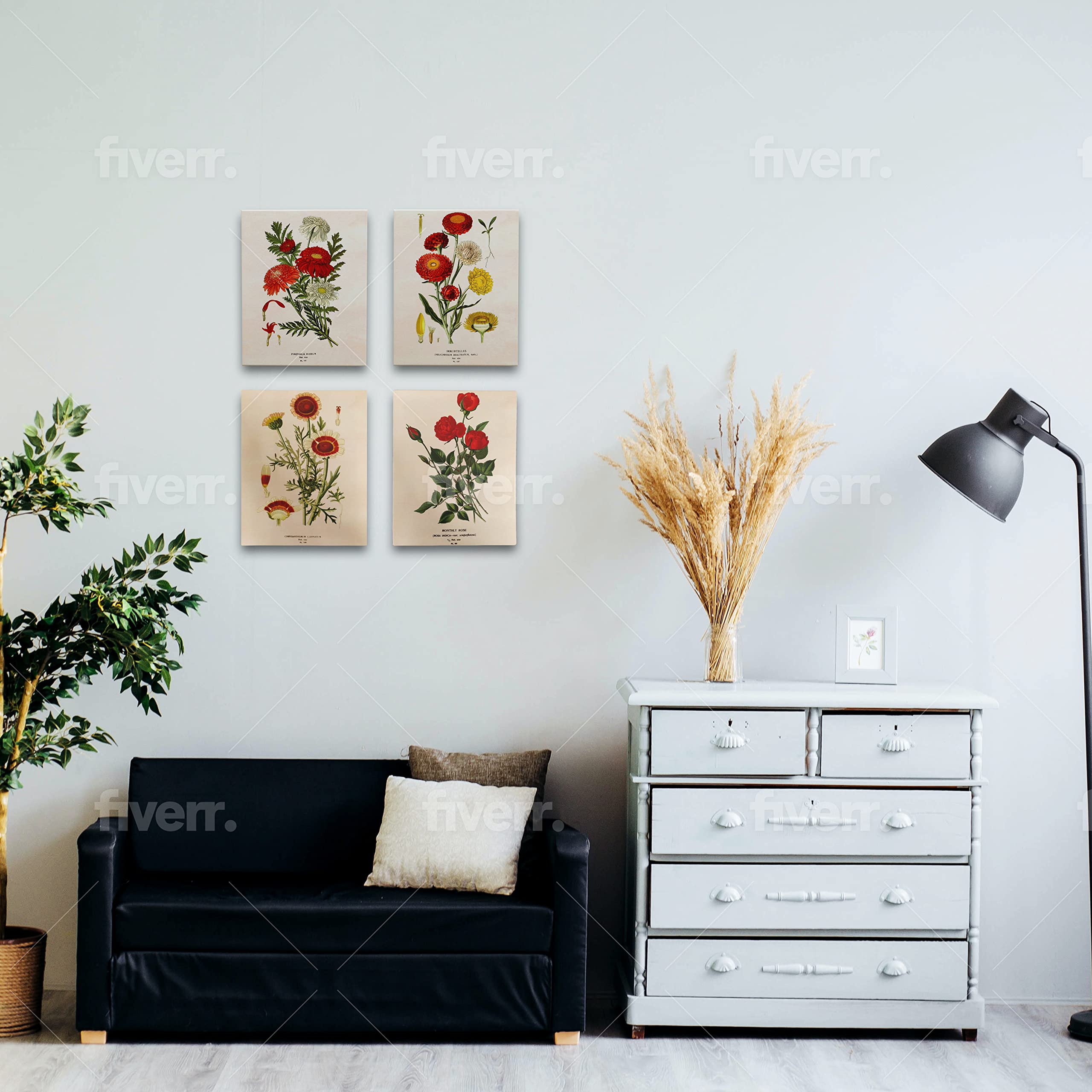 Wandbild-Set Wildblumen, 3-teilig – 40,6x27,9 Cm, Holzrahmen, Für Wohnzimmer & Schlafzimmer