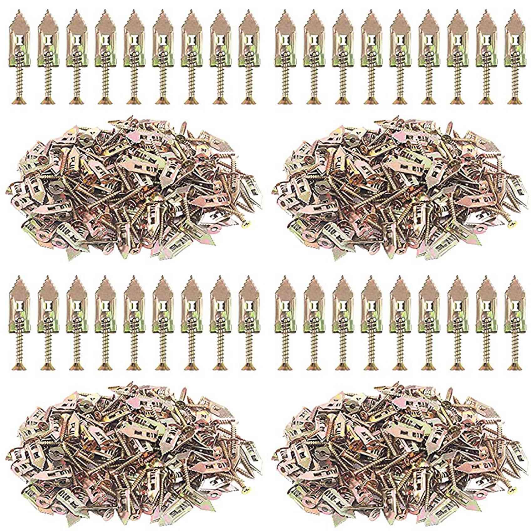 Jnchdghwa Gold 200X Drywall Self-Drilling Anchors With Screws,Hollow-Wall Anchor Kit With Screws,Suitable For Wall Insulation Board
