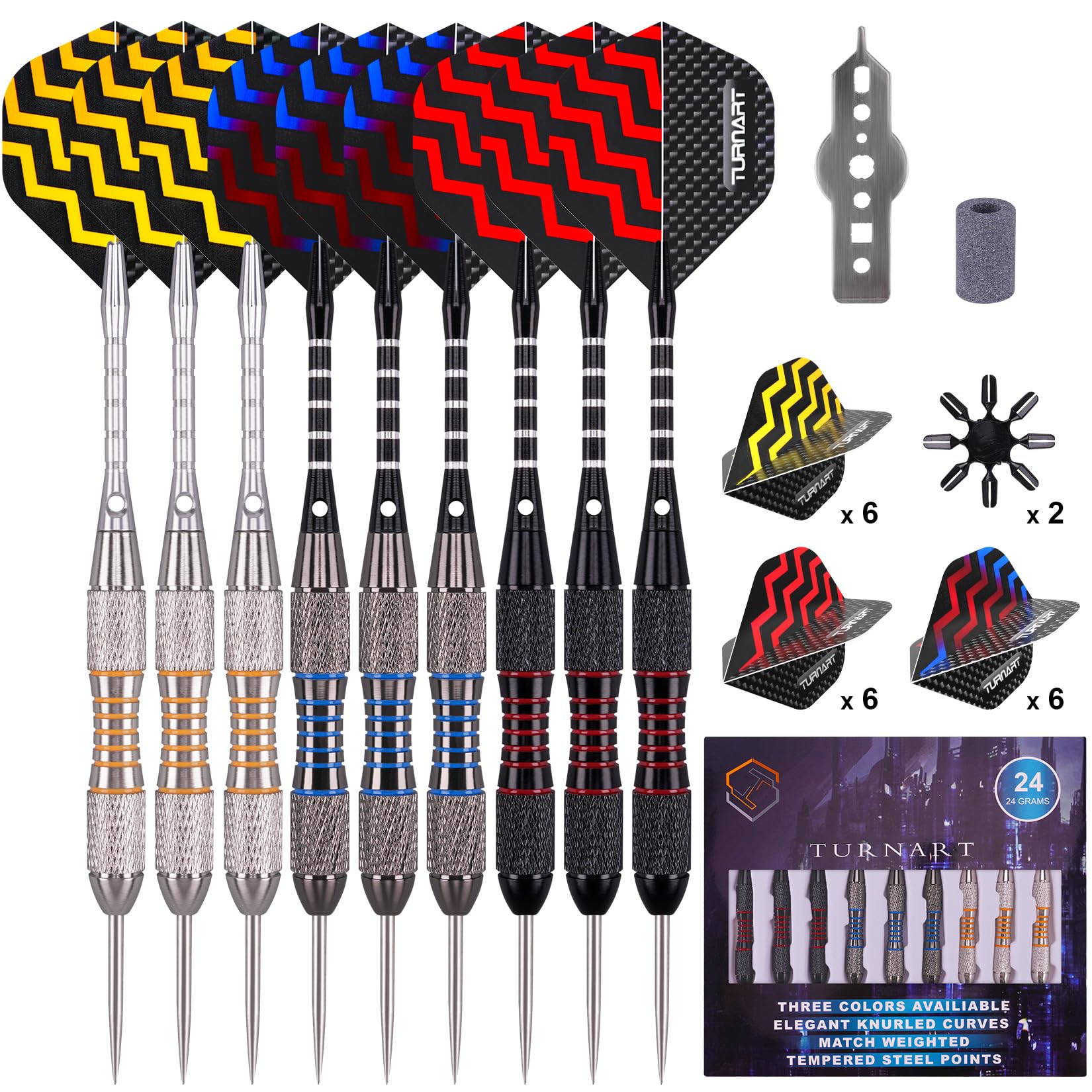 Set 9 Freccette Professionali Con Punta In Metallo - 11 Cm, 3 Colori - Per Bambini E Feste, Regalo Compleanno - Foto 12