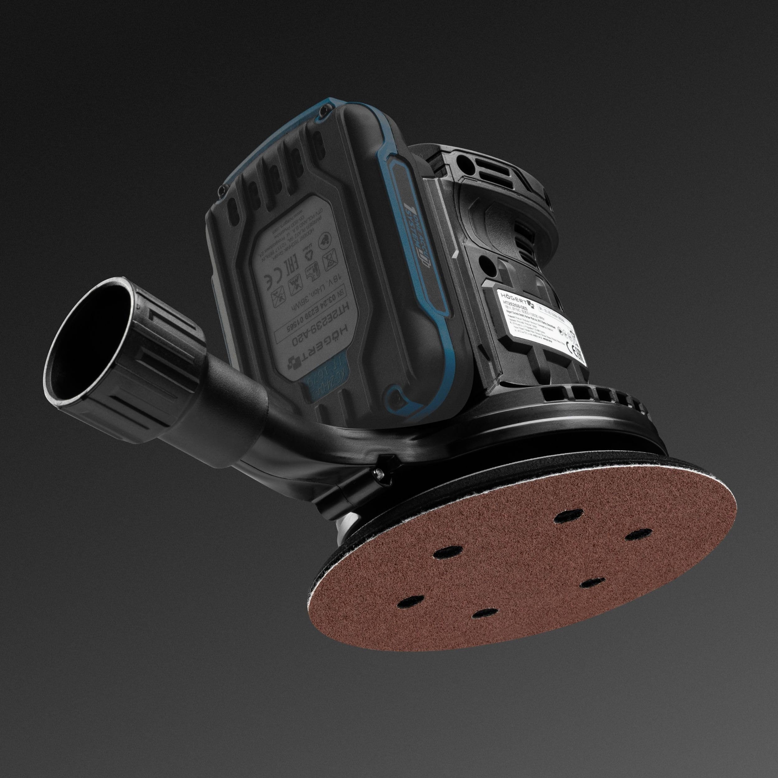 HÖGERT TECHNIK Levigatrice rotorbitale a batteria 150 mm 18V brushless, levigatrice per legno metallo plastica, levigatrice a batteria con regolazione della velocità, senza batteria inclusa