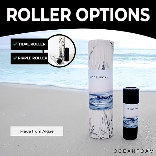 Miniatura 14 de Oceanfoam Tidal Roller - Rojo, Azul Marino Oscuro y Natural Marmóreo - Rodillo de espuma para masaje muscular para dolor de espalda y estiramiento -