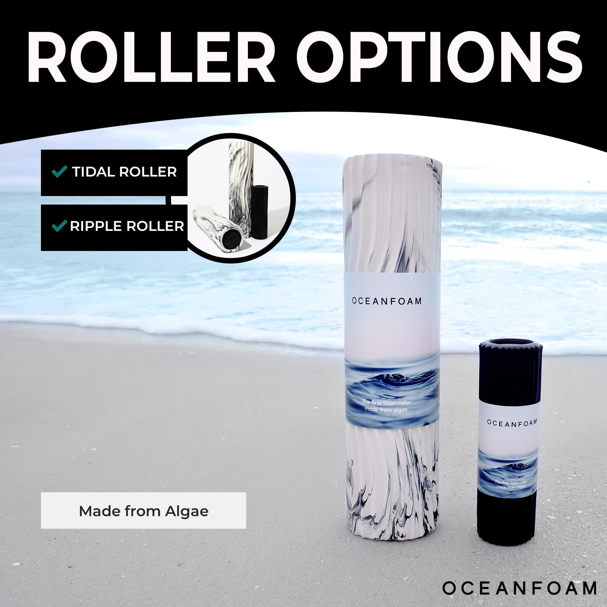 Oceanfoam Magenta Tidal Roller - Rodillo ergonómico de espuma para masaje muscular miofascial de espalda con textura de onda ancha - Yoga, atletismo, rigidez corporal, estiramiento, ejercicios de