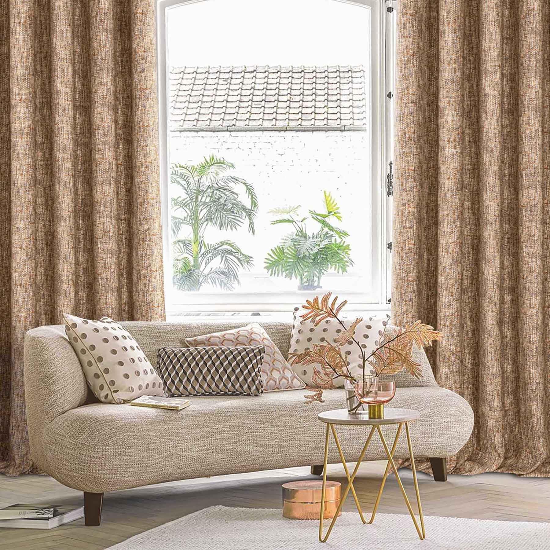 always4u Lot de 2 Rideaux 100% occultants, Rideau Thermique de Style Campagne Anti-Froid, Rideaux en Lin mélangé texturé à œillets pour Chambre à Coucher, Salon, Beige Biscotti, 140x245 cm