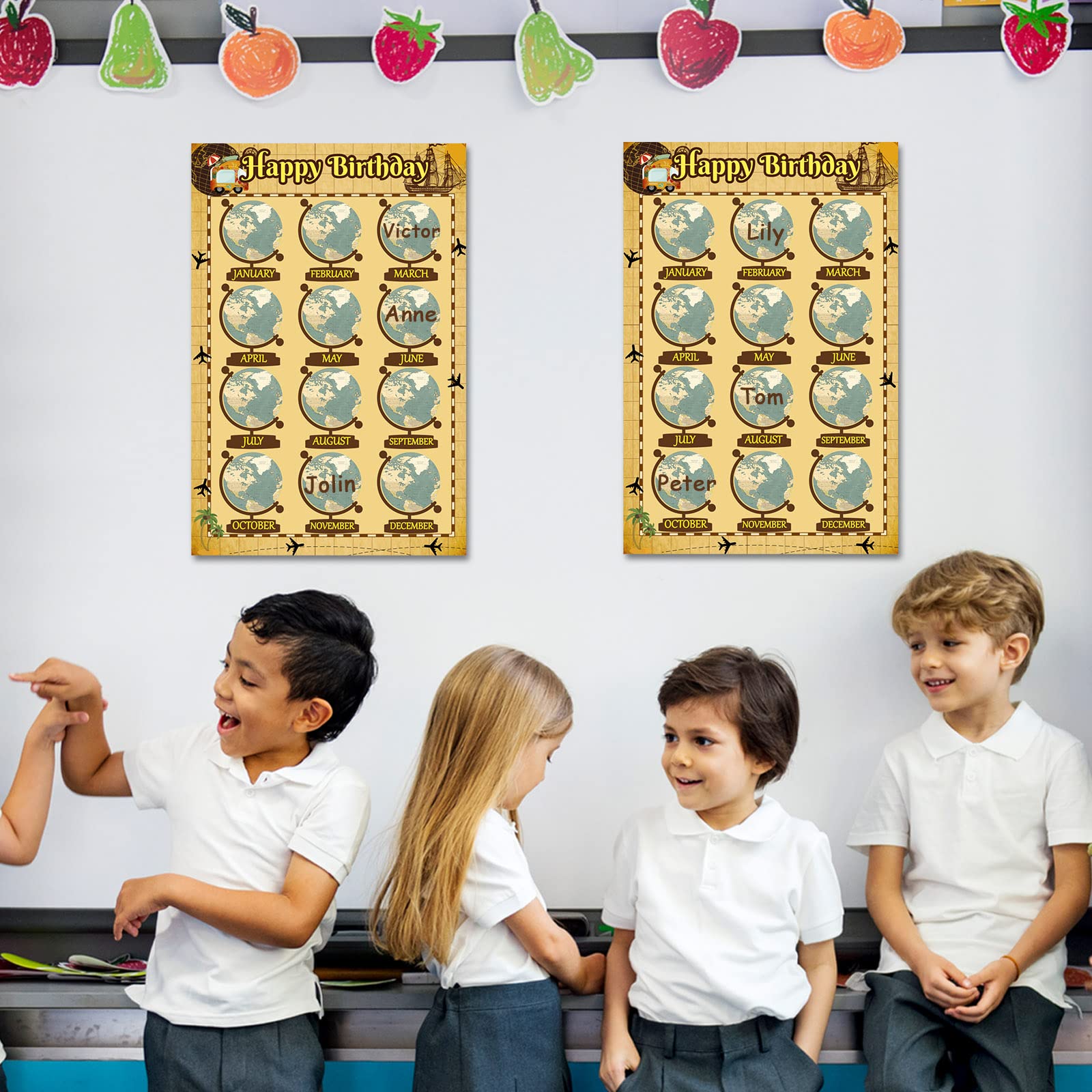 Happy Birthday Chart Poster 2 Stück 40x50 Cm – Bunte Geburtstagskalender Für Klassenzimmer, Büro & Party