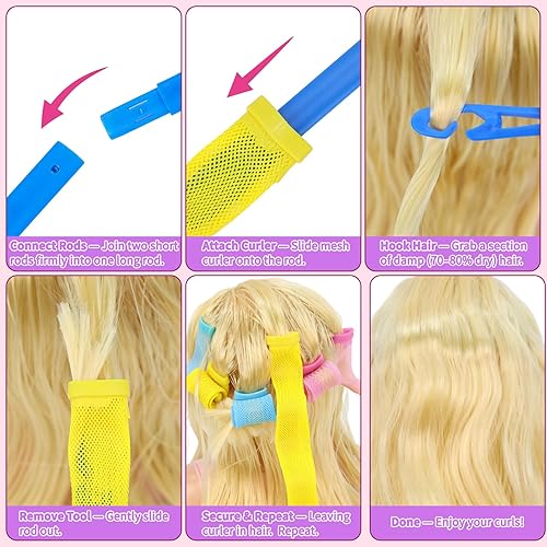 Miniatura 5 de Cabeza de Muñeca para Estilo de Cabello Infantil, Juguetes de Peluquería de Simulación para Niñas con Secador de Pelo y Accesorios, Regalos