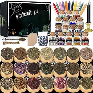 Sponsored Ad - Witchcraft Supplies Kit, 86 PCS Wiccan Supplies and Tools, Include Dried Herbs, Crystal Jars, Colored Candl...