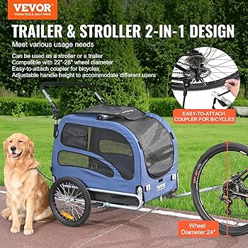 Riorchio Passeggino Per Cani E Gatti - Riorchio Cani Per Bicicletta - Foto 3