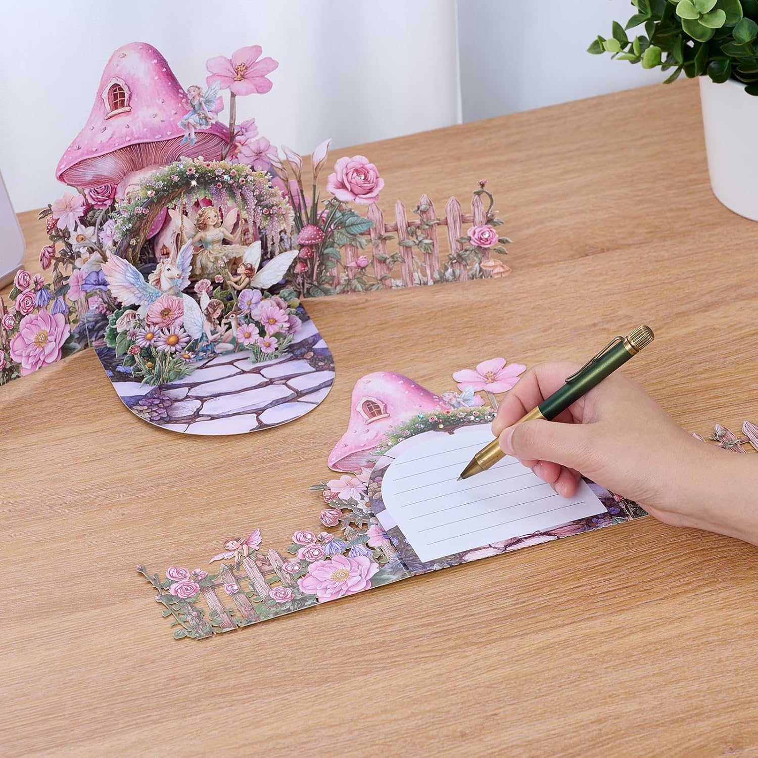 3D Pop-up Fairy Garden Birthday Cards, Magical Design, Pink Floral Fantasy Scene, 3D Greeting Gift Cards for Girls, Daughters, Sister, Granddaughters All Occasion-Includes Notecard & Envelope - Image 5