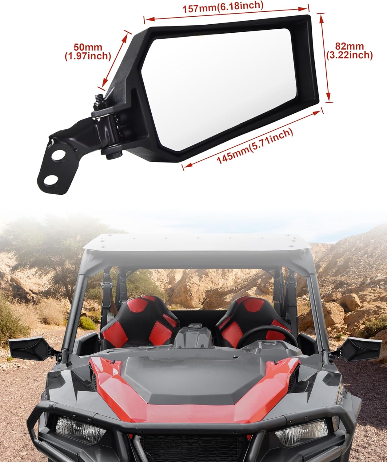 KEWISAUTO Rearview Side Mirrors for Polaris General 1000/4 1000 / XP 1000 / XP 4 1000 2016-2025 Accessories, Adjustable Clear Folding Side Mirrors for Polaris General 1000