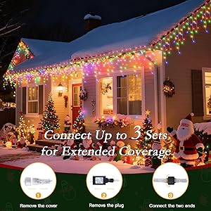 Soagrc 32FT Icicle Lights Outdoor, 396 LED Bright Multicolor Christmas Lights with 8 Modes, Timer, Waterproof, Easy to Install Holiday Decor for Home, Patio, Roof