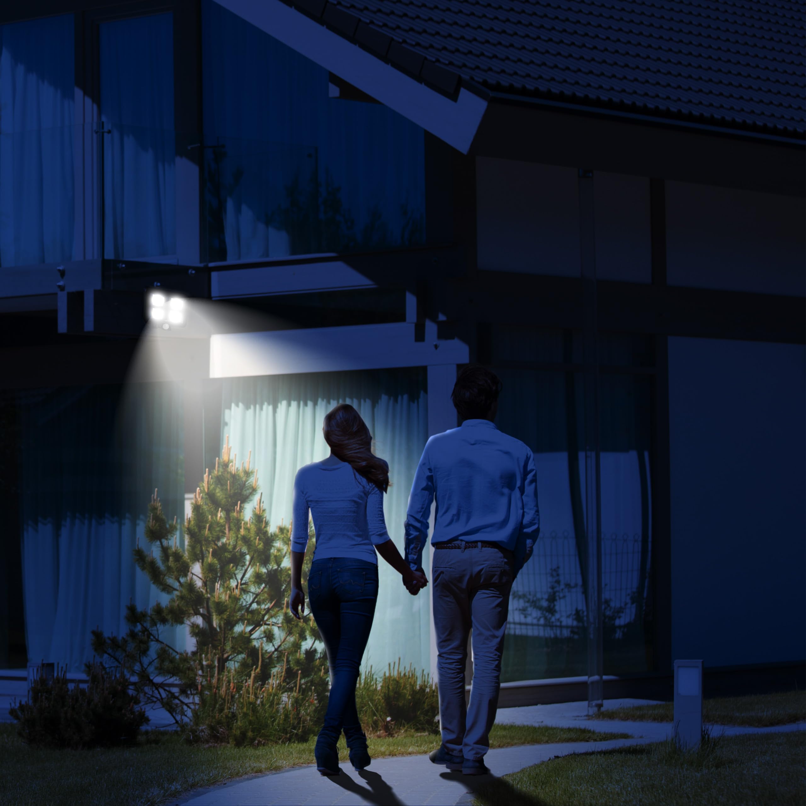 Retoo Lampa solarna zewnętrzna z czujnikiem ruchu 120 diod LED Nowy model lampy słonecznej do ogrodu Kinkiet solarny do użytku na zewnątrz idealne na patio werandę garaż drzwi wejściowe