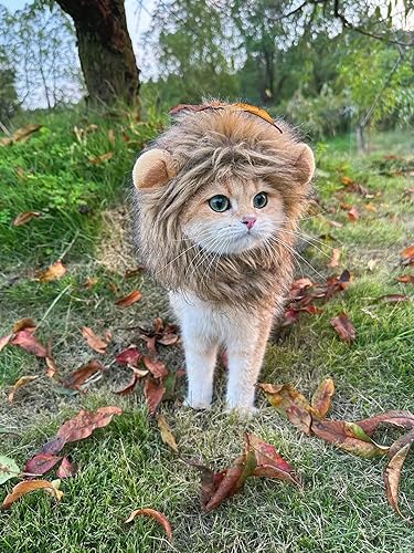 Lion Mane Wig for Dog and Cat Costume Pet Adjustable Washable Comfortable Fancy Lion Hair Cat Clothes Dress for Halloween Christmas Easter Festival Party