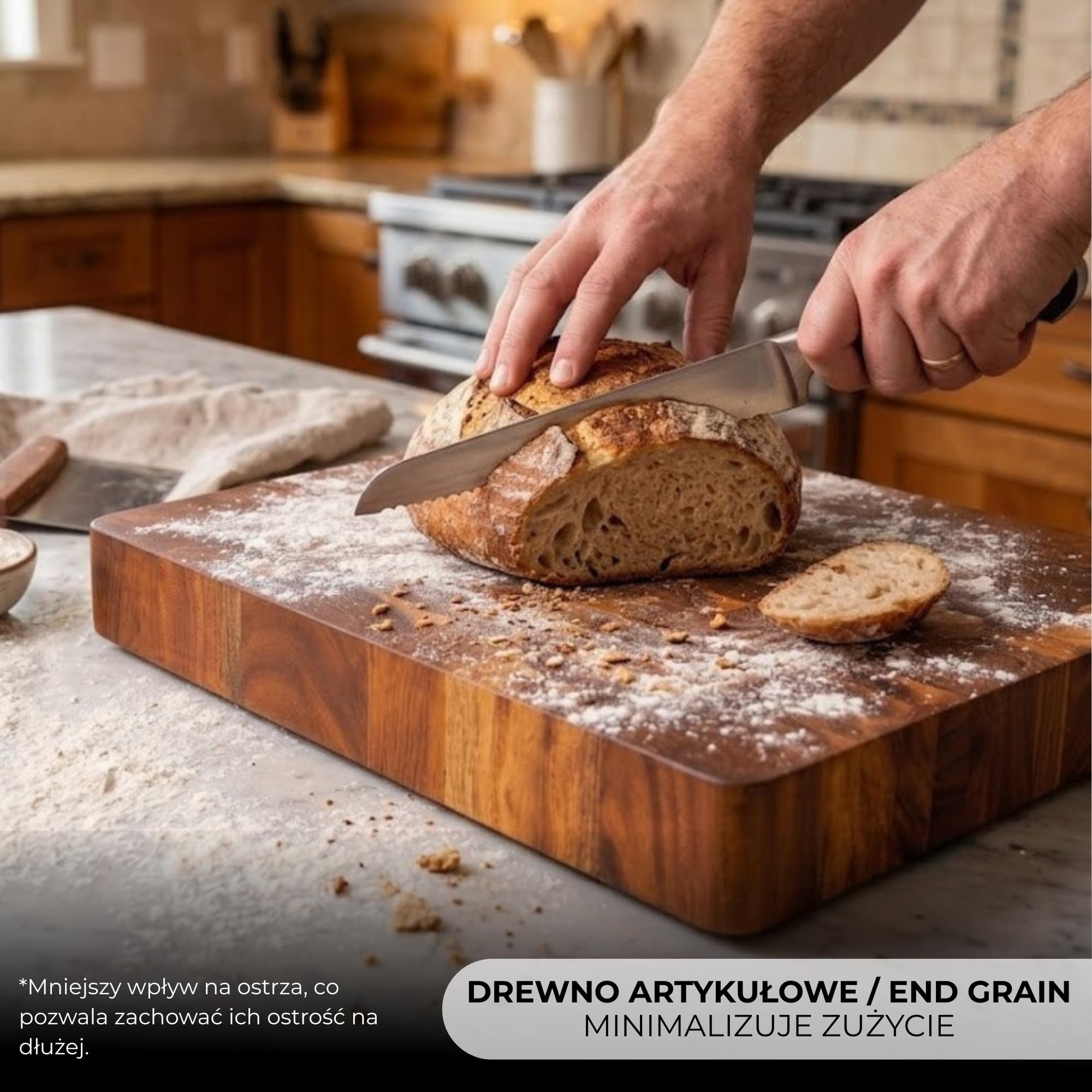 Erreke Deska z Naturalnego Drewna Akacjowego End Grain, 46x46x7,5 cm